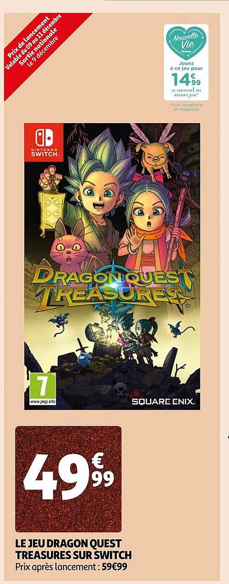 le jeu dragon quest treasures sur switch