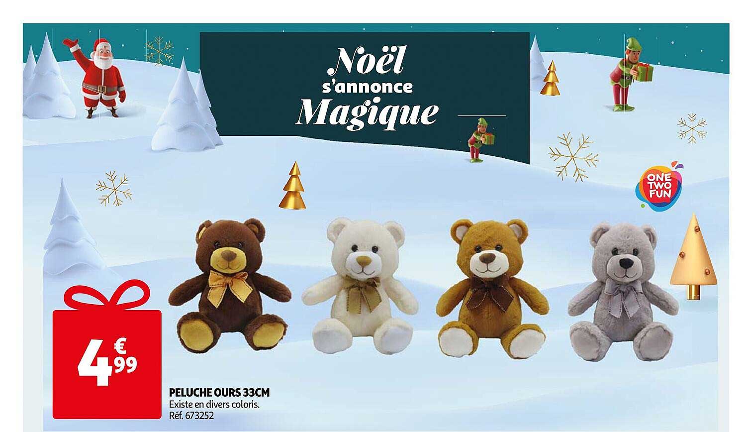 peluche ours 33 cm one two fun