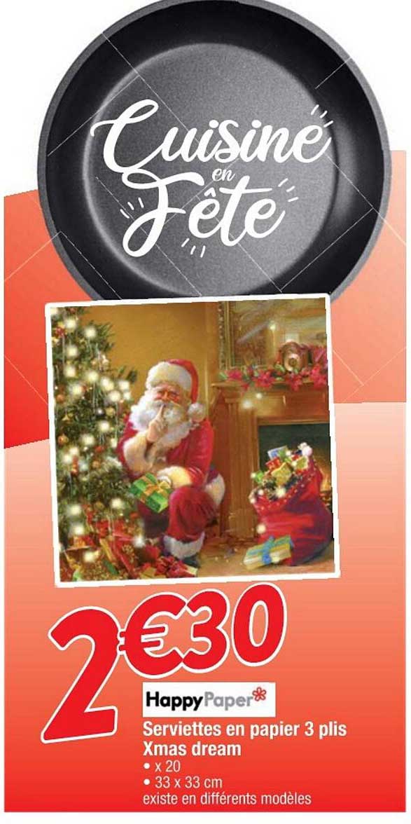 serviettes en papier 3 plis xmas dream happy paper