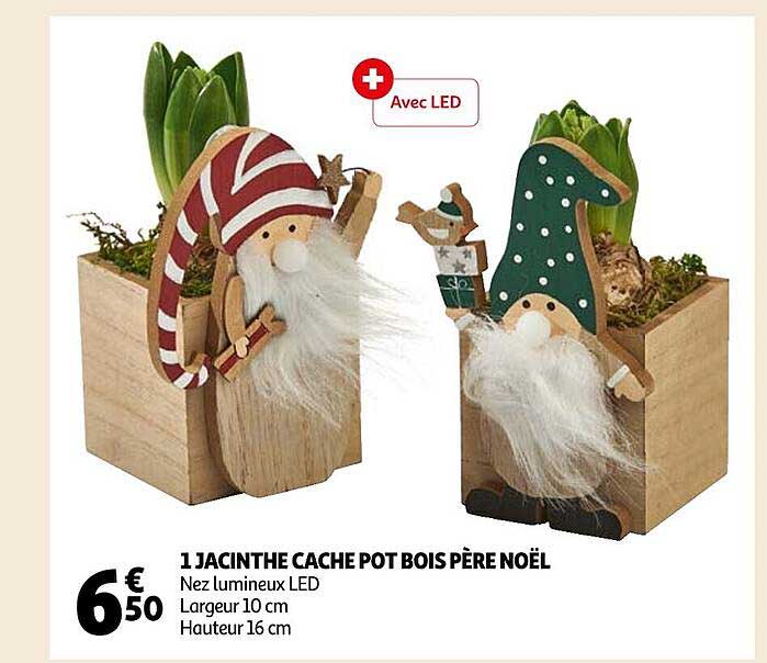 1 jacinthe cache pot bois père noël