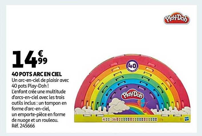 40 pots arc en ciel play-doh