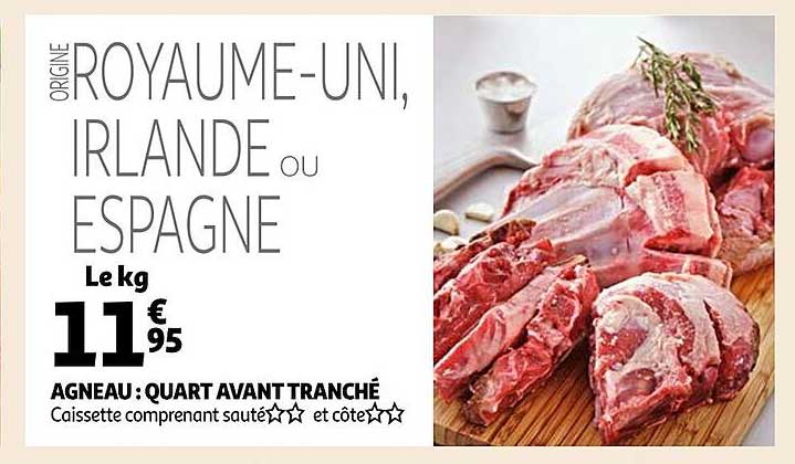 agneau : quart avant tranché
