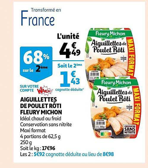 aiguillettes de poulet rôti fleury michon