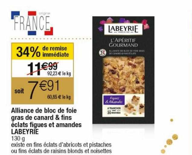 alliance de bloc de foie gras de canard & fins éclats figues et amandes labeyrie