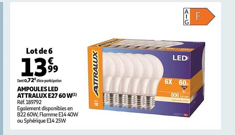 Ampoules Led Attralux E27 60w