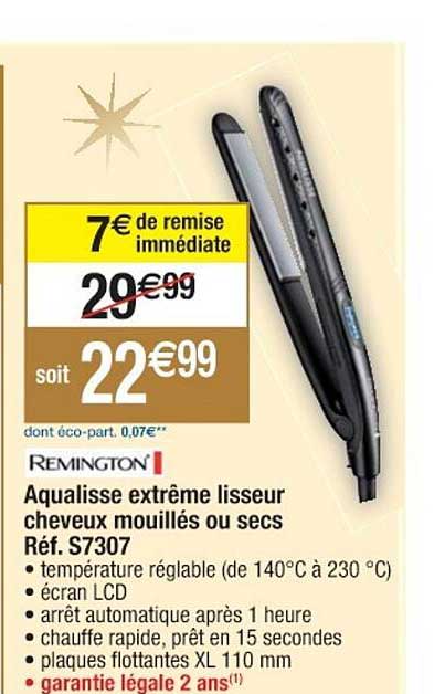 aqualisse extrême lisseur cheveux mouillés ou secs remington