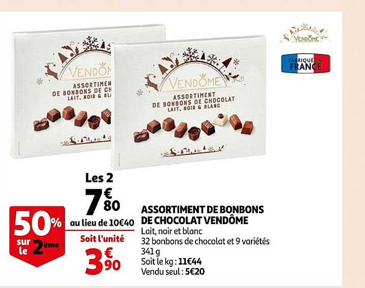 assortiment de bonbons de chocolat vendôme