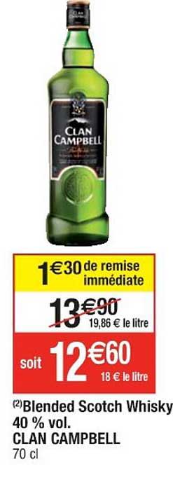 blended scotch whisky 40% vol. clan campbell