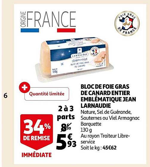 Bloc De Foie Gras De Canard Entier Emblématique Jean Larnaudie