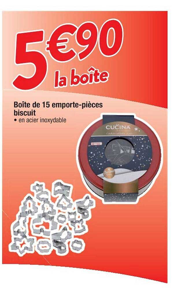 boîte de 15 emporte-pièces biscuit