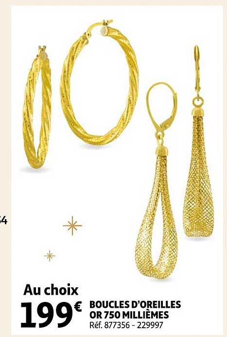 boucles d'oreilles or 750 millièmes