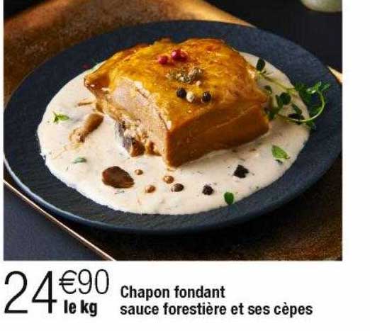 chapon fondant sauce forestière et ses cèpes