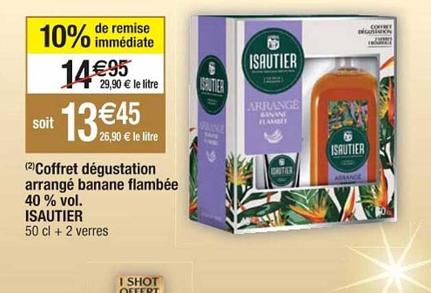 coffret dégustation arrangé banane flambée 40% vol. isautier