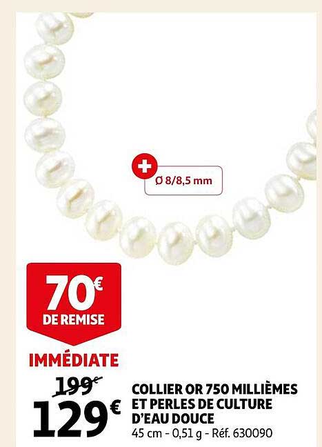 collier or 750 millièmes et perles de culture d'eau douce