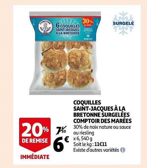 coquilles saint-jacques à la bretonne surgelées comptoir des marées