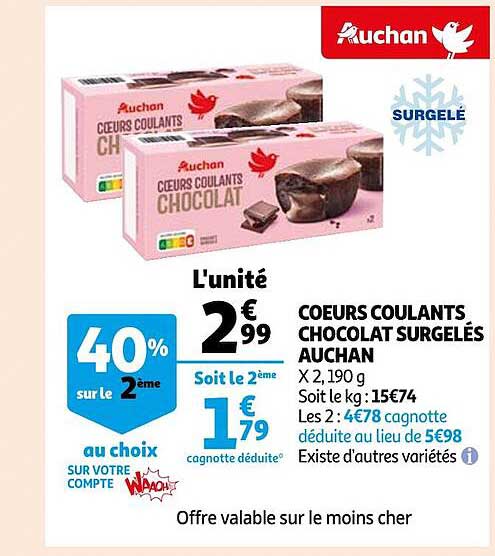 Cœurs Coulants Chocolat Surgelés Auchan