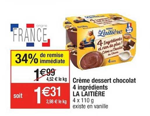 Crème Dessert Chocolat 4 Ingrédients La Laitière
