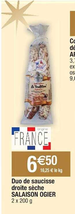 duo de saucisse droite sèche salaison ogier