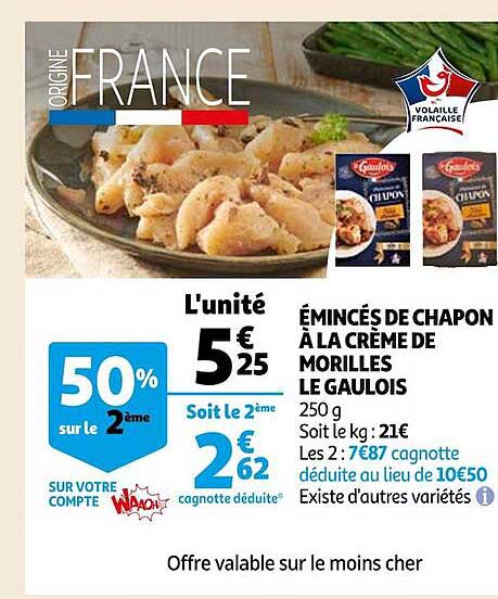 émincés de chapon à la crème de morilles le gaulois