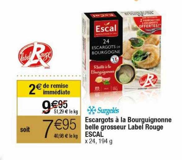 Escargots à La Bourguignonne Belle Grosseur Label Rouge Escal