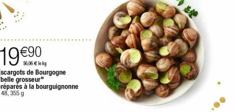 escargots de bourgogne belle grosseur préparés à la bourguignonne