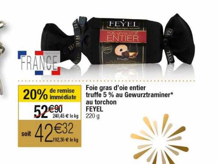 foie gras d'oie entier truffe 5% au gewurztraminer au torchon feyel
