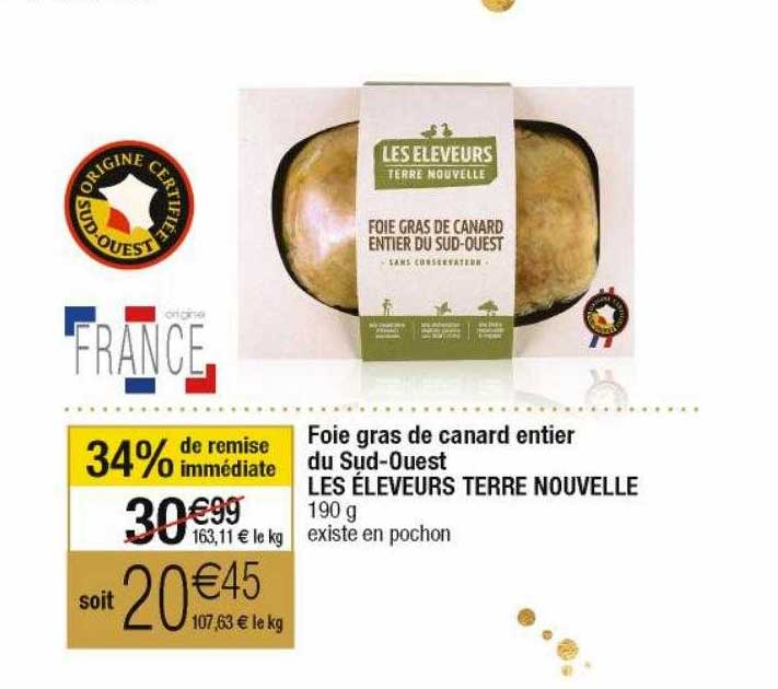 foie gras de canard entier du sud-ouest les éleveurs terre nouvelle