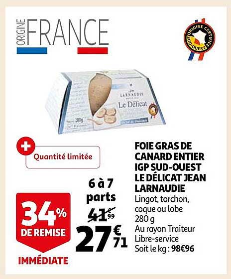 foie gras de canard entier igp sud-ouest le délicat jean larnaudie