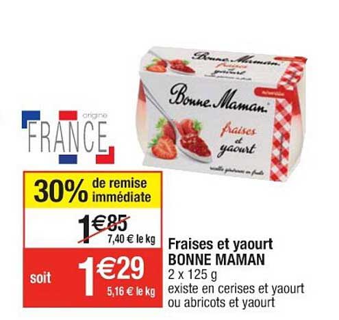 fraises et yaourt bonne maman