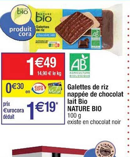 Galettes De Riz Nappée De Chocolat Lait Bio Nature Bio