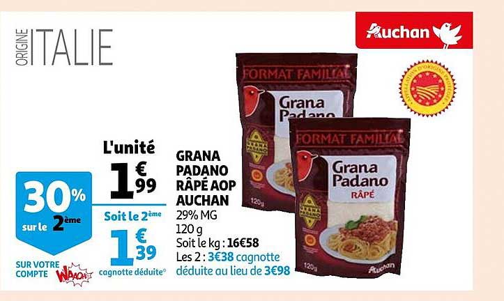 Grana Padano Râpé Aop Auchan