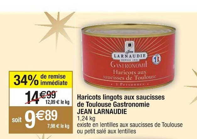 haricots lingots aux saucisse de toulouse gastronomie jean larnaudie