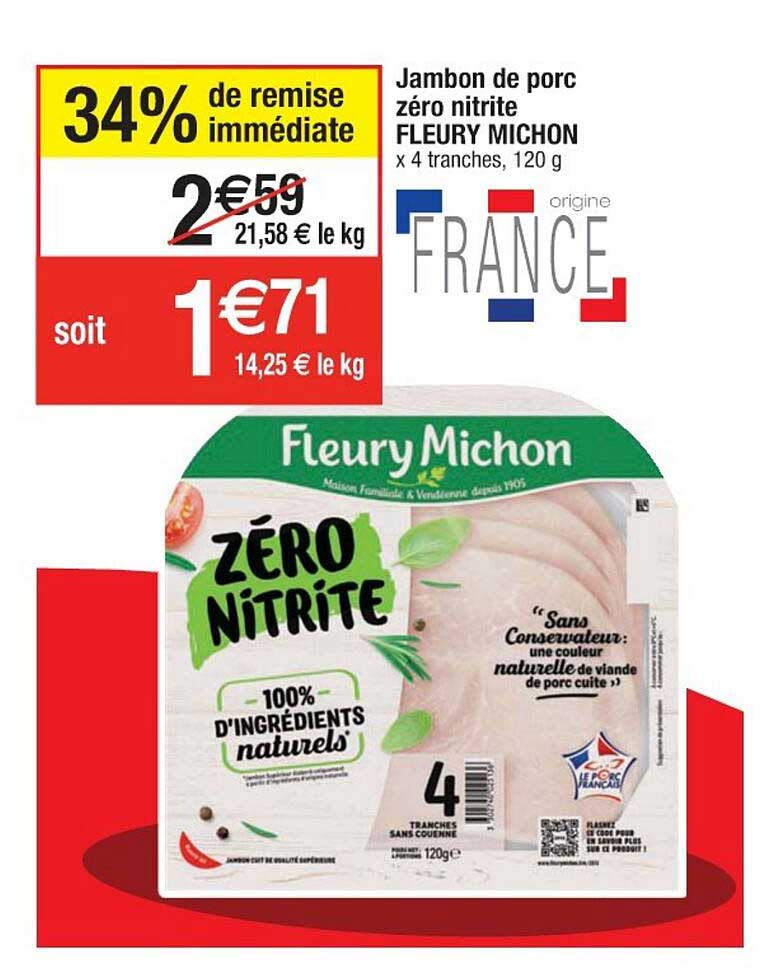 jambon de porc zéro nitrite fleury michon