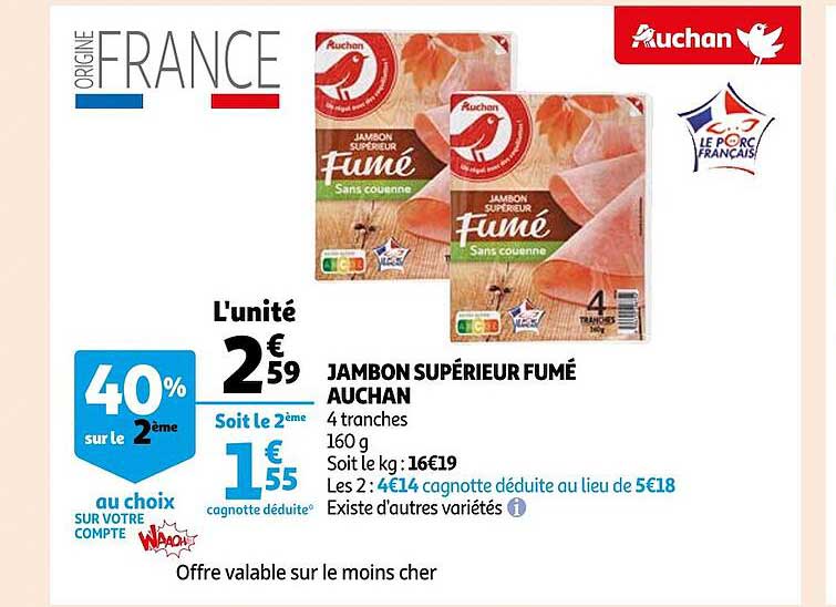 Jambon Supérieur Fumé Auchan