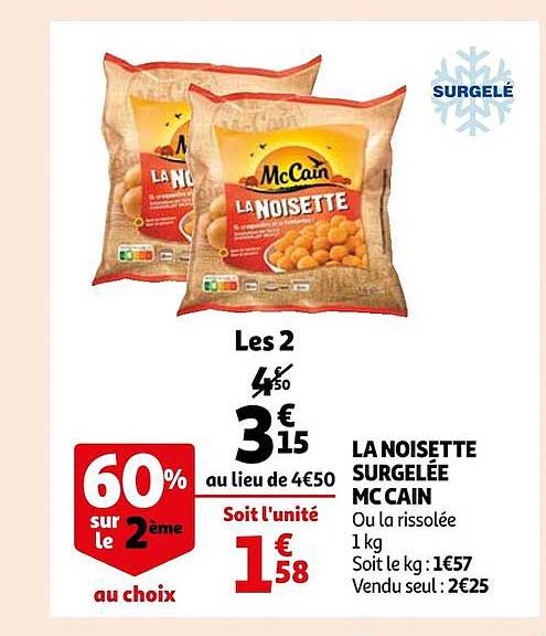 la noisette surgelée mc cain