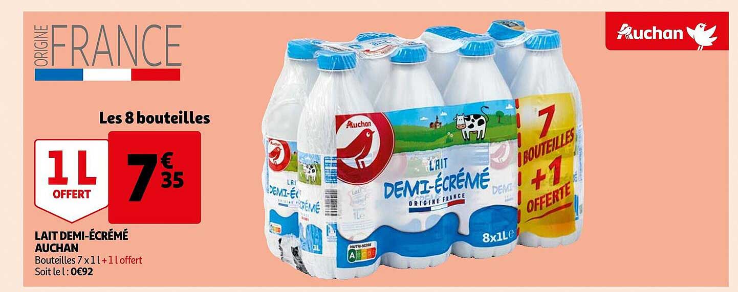 lait demi-écrémé auchan