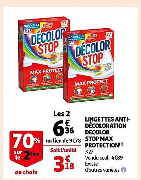 lingettes anti-décoloration decolor stop max protection