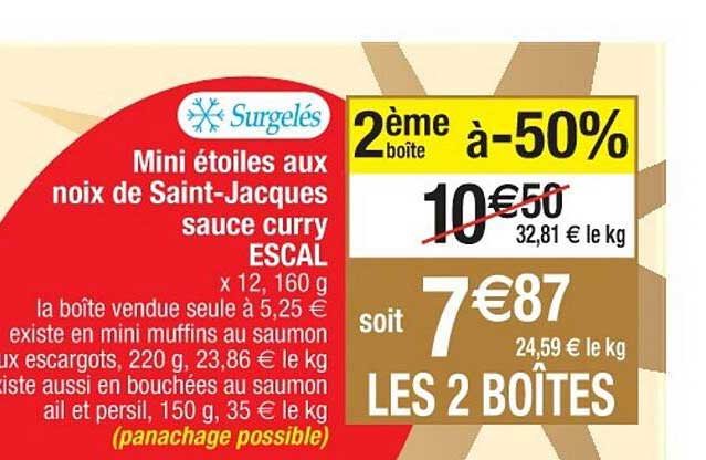 mini étoiles aux noix de saint-jacques sauce curry escal