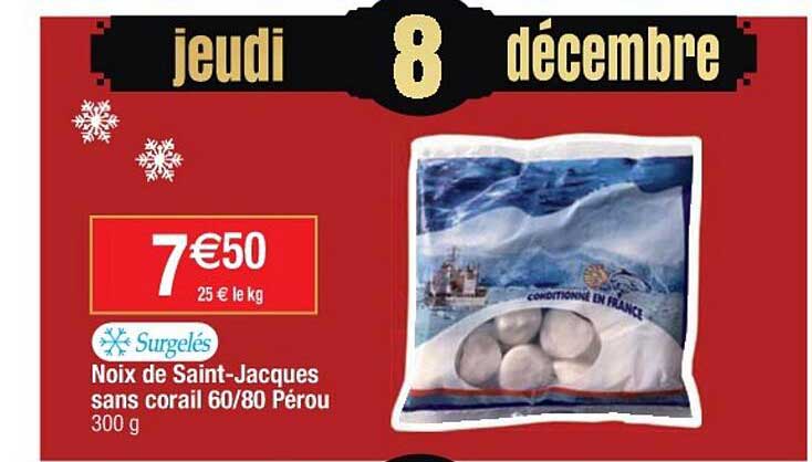 noix de saint-jacques sans corail 60-80 pérou