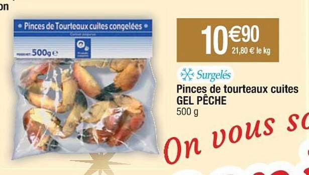 pinces de tourteaux cuites gel pêche