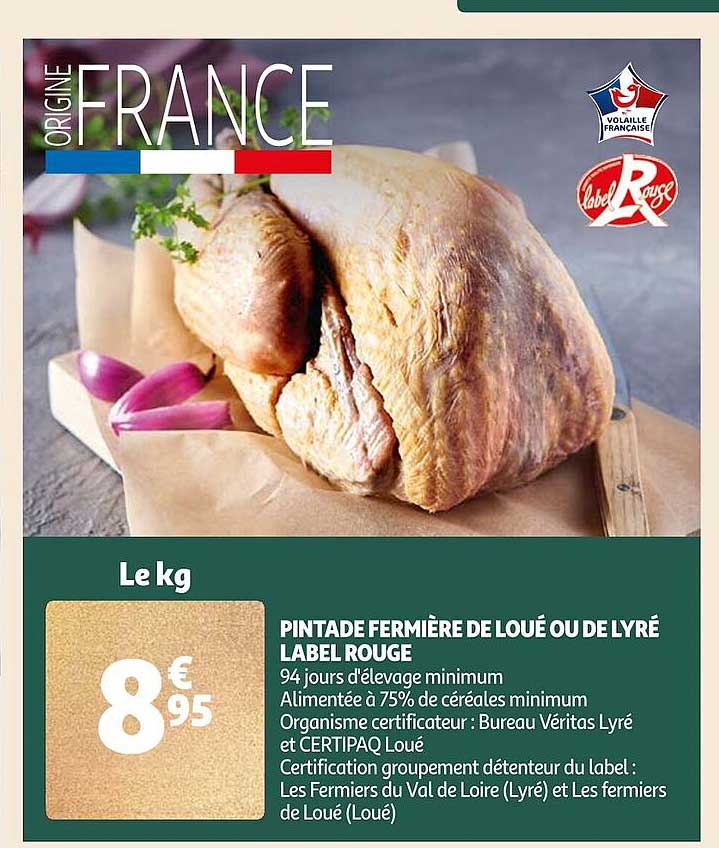 pintade fermière de loué ou de lyré label rouge