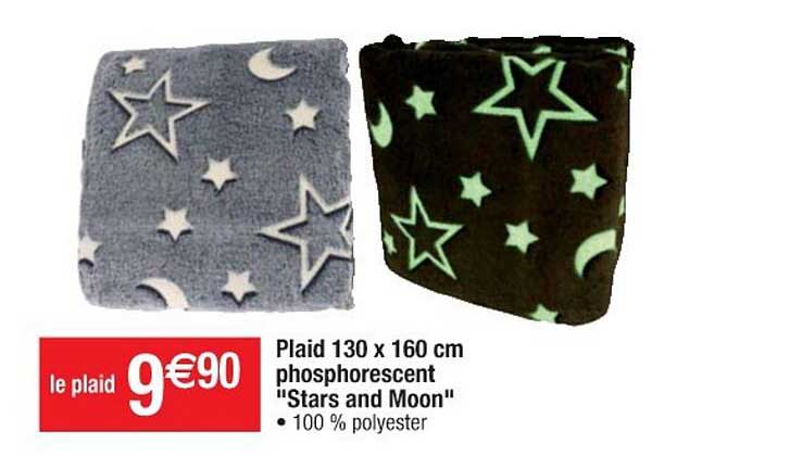 plaid 130 x 160 cm phosphorescent "stars and moon"