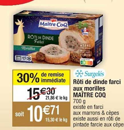 rôti de dinde farci aux morilles maître coq