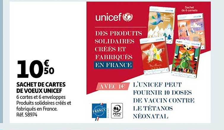 sachet de cartes de vœux unicef