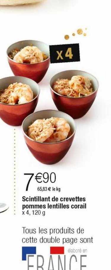 scintillant de crevettes pommes lentilles corail