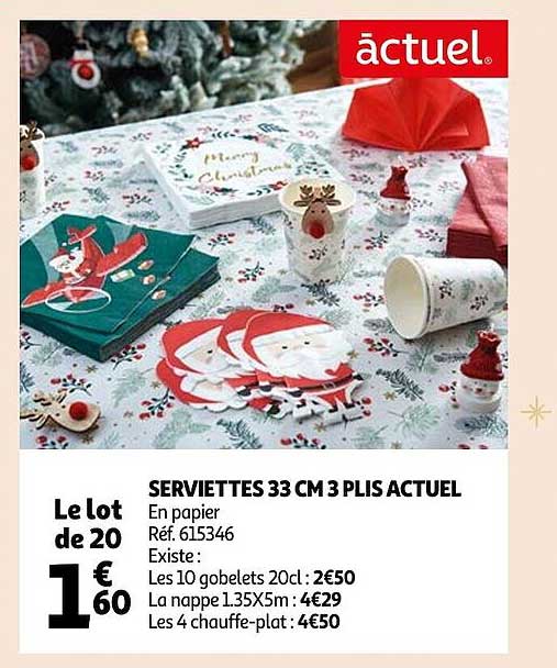 serviettes 33 cm 3 plis actuel