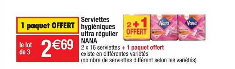 serviettes hygiéniques ultra régulier nana