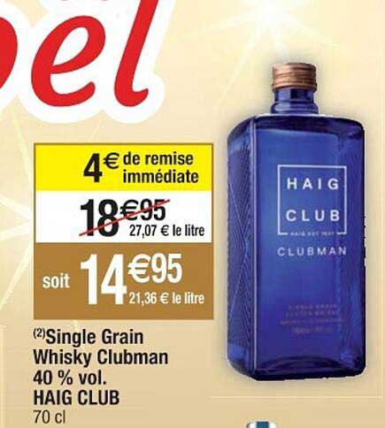single grain whisky clubman 40% vol. haig club