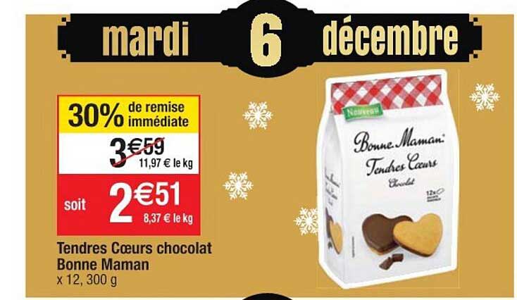 tendres cœurs chocolat bonne maman