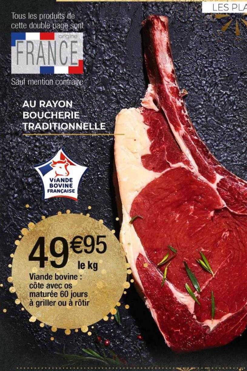 viande bovine : côte avec os maturée 60 jours à griller ou à rôtir